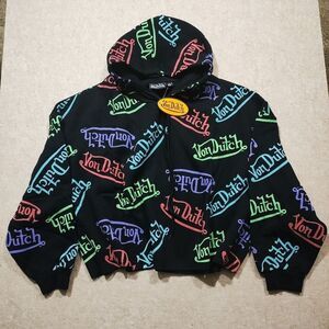 Von Dutch Fleece Crop Logo Hoodie Women's -A